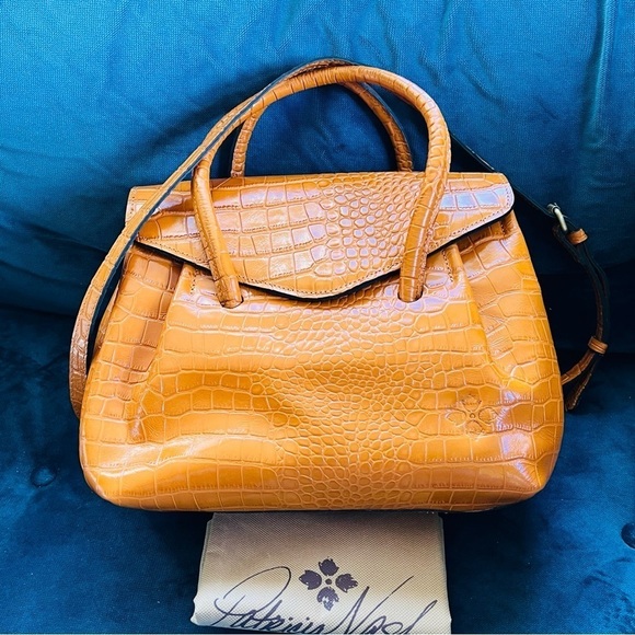 Patricia Nash Notely Croc Embossed Leather Flap Satchel Crossbody Bag - Picture 2 of 11